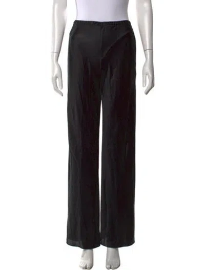 Pre-owned Reformation Silk Wide Leg Pants In Black