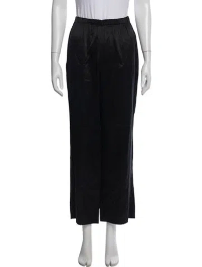 Pre-owned Reformation Silk Wide Leg Pants In Black