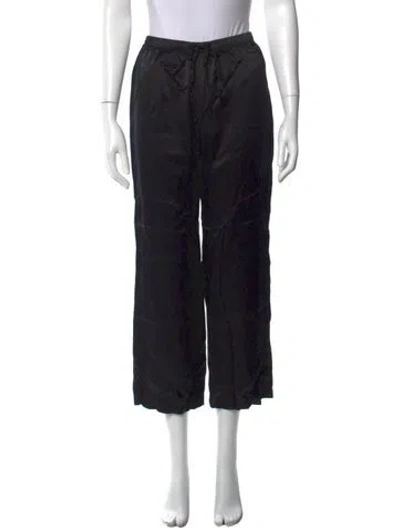 Pre-owned Reformation Silk Wide Leg Pants In Black