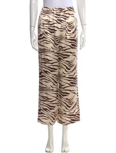Pre-owned Reformation Silk Wide Leg Pants In Brown