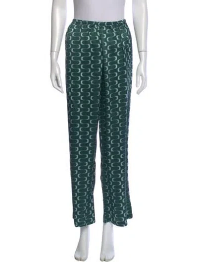Pre-owned Reformation Silk Wide Leg Pants In Green