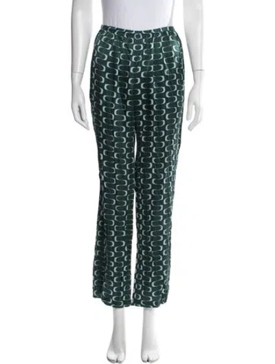 Pre-owned Reformation Silk Wide Leg Pants In Green