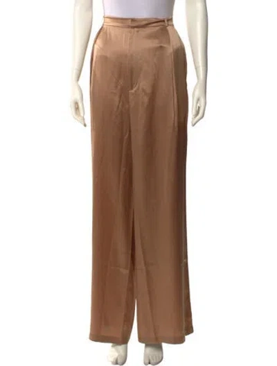 Pre-owned Reformation Silk Wide Leg Pants In Neutral