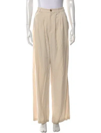 Pre-owned Reformation Silk Wide Leg Pants In Neutral