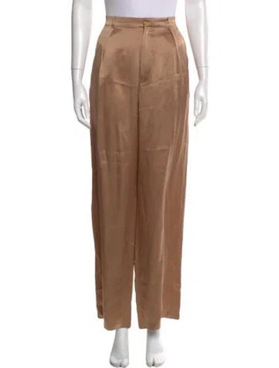 Pre-owned Reformation Silk Wide Leg Pants In Neutral