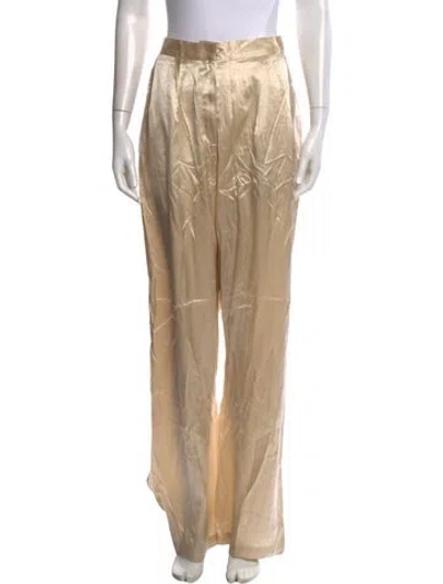 Pre-owned Reformation Silk Wide Leg Pants In Neutral