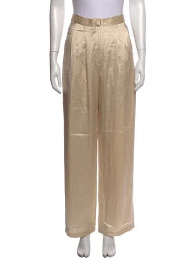 Pre-owned Reformation Silk Wide Leg Pants In Neutrals