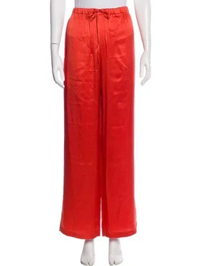 Pre-owned Reformation Silk Wide Leg Pants In Orange