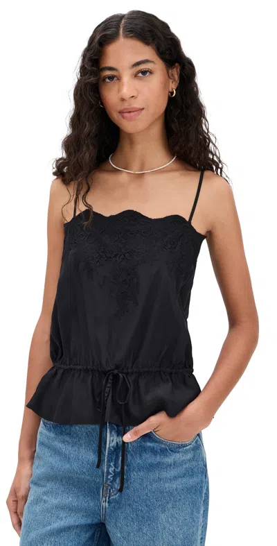 Reformation Silvia Silk Top Black