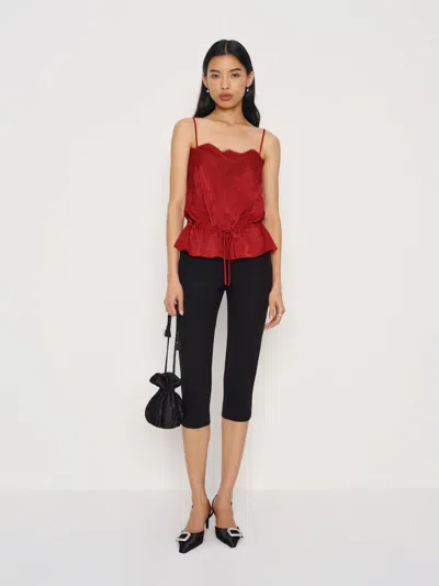 Reformation Silvia Silk Top Red 12