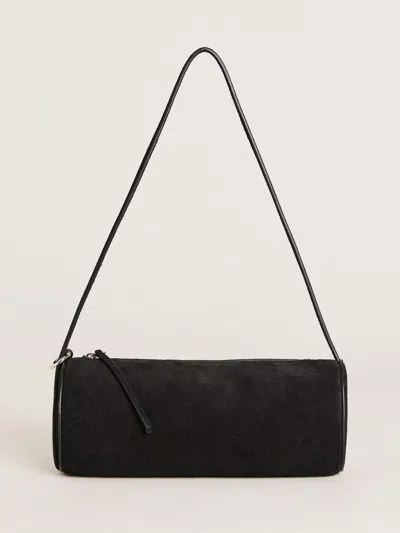 Reformation Simona Cylinder Bag In Black Suede