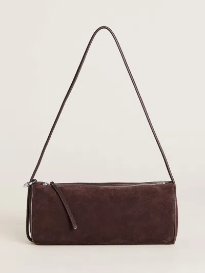 Reformation Simona Cylinder Bag In Espresso Suede