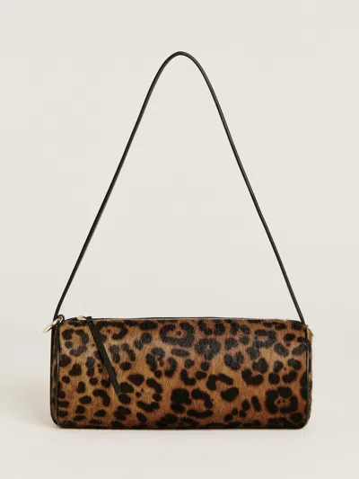 Reformation Simona Cylinder Bag In Leopard Haircalf