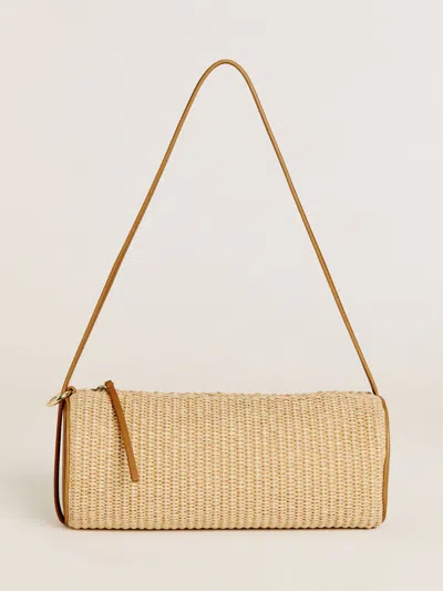 Reformation Simona Cylinder Bag In Natural Raffia