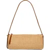 Reformation Simona Suede Cylinder Shoulder Bag In Natural Raffia