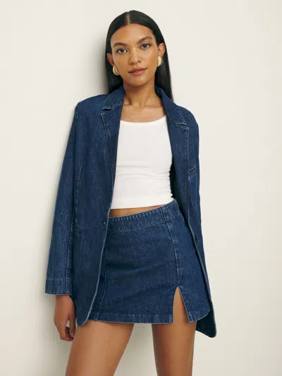 Reformation Siobhan Denim Mini Skirt In Owens