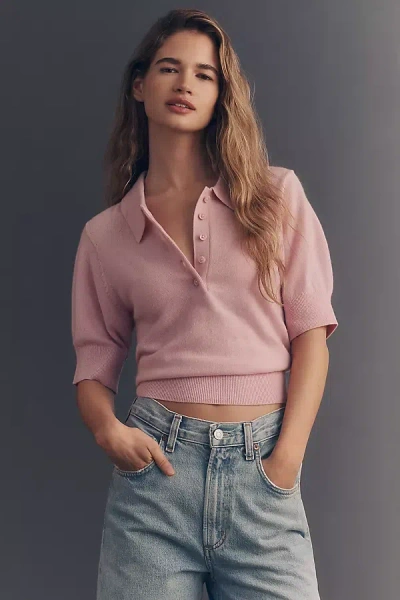 Reformation Skye Cashmere Polo Blouse In Pink