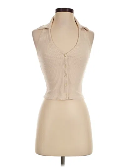 Pre-owned Reformation Sleeveless Button Down Shirt In Tan