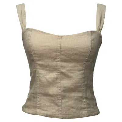 Reformation Sleeveless Crop Top In Ivory Linen In White