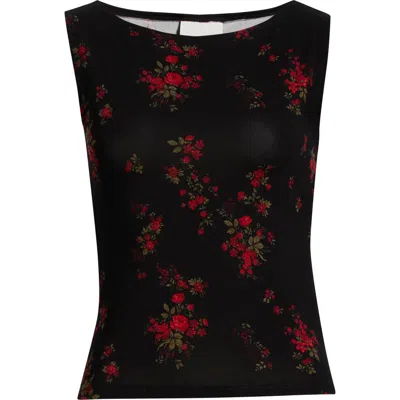 Reformation Sleeveless Dusk Stretch Knit Top In Black