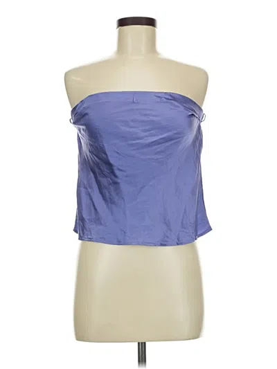 Pre-owned Reformation Sleeveless Silk Top Purple Solid Pattern Strapless Neckline Tops