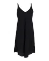 Reformation Sleeveless V-neck Dress In Black Silk In Black