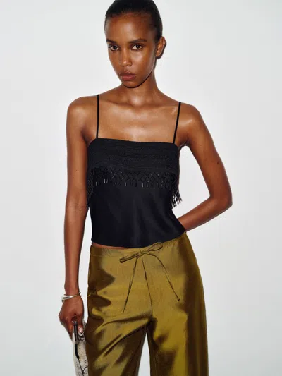 Reformation Top En Satin Slyvette Noir 34 In Black