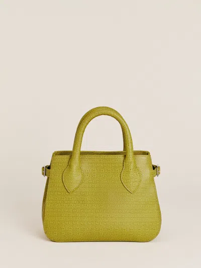 Reformation Small Patrizia Satchel Bag In Pistachio Embossed Leather