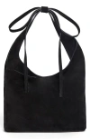 Reformation Small Vittoria Tote In Black Suede