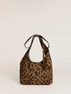 Reformation Small Vittoria Leather Tote In Leopard Suede