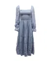 Reformation Smocked Midi Dress In Blue Viscose In Blue