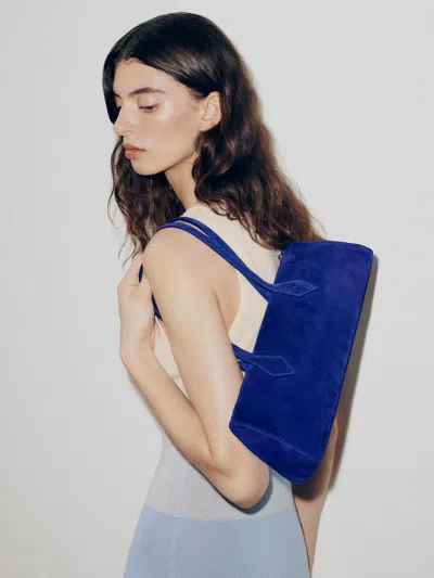 Reformation Sofia East West Shoulder Bag Blue In Purple