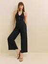 Reformation Sofia Linen Jumpsuit In Noir