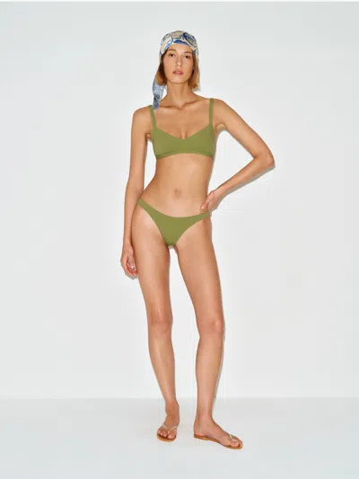 Reformation Soleil Bikini Top Green Bean Xl