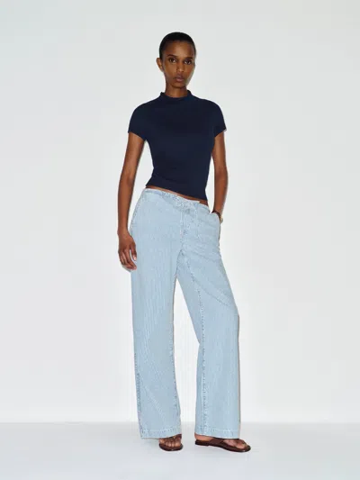 Reformation Solene Cotton Sweater T-shirt Blue Xs