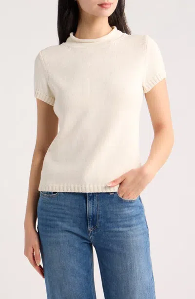 Reformation Solene Organic Cotton Short Sleeve Sweater In White