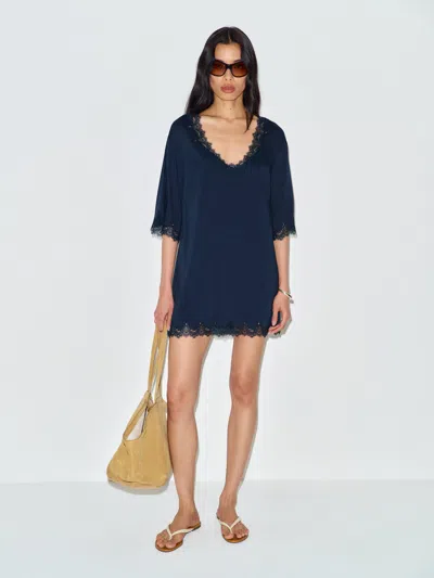 Reformation Sonny Dress Blue Lace Xs In Black