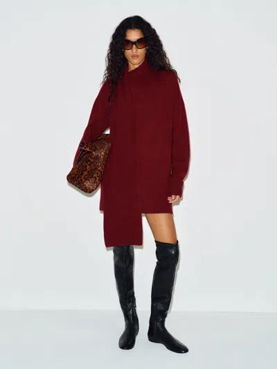Reformation Sophia Cashmere Scarf Mini Dress Red Large In Burgundy
