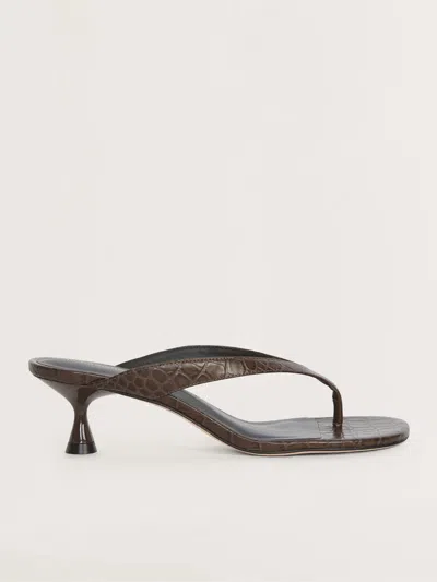 Reformation Sophie Heeled Sandal In Brown Croc-effect