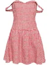 Reformation Sora Gingham Off The Shoulder Linen Minidress In Red