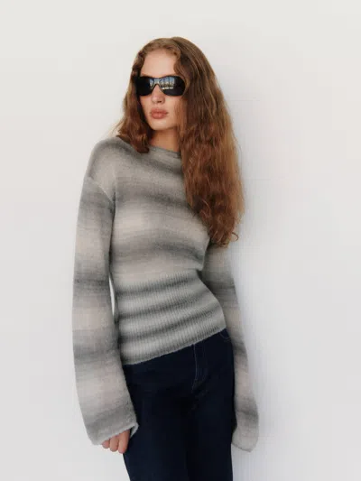 Reformation Soren Sheer Alpaca Sweater Top Grey Medium In Gray
