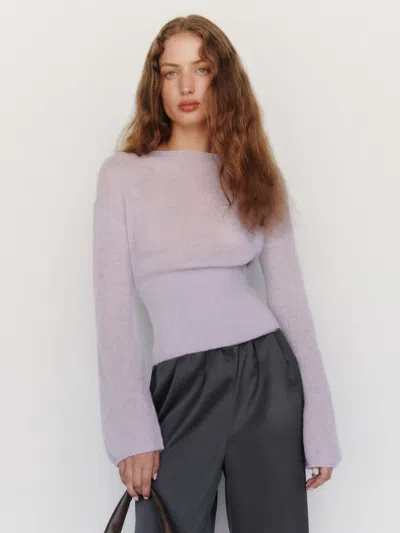 Reformation Soren Sheer Alpaca Sweater Top Purple Large