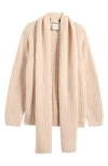 Reformation Spence Scarf Cardigan In Wheat