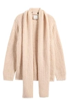 Reformation Spence Scarf Cardigan In Wheat