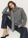 Reformation Spence Scarf Sweater In Thunder