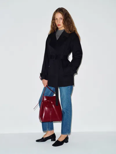 Reformation Spencer Trench Coat Black Large In Blue