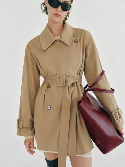 Reformation Spencer Trench Coat Natural Large In Brown