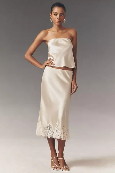 Reformation Spritz Silk Strapless Top In Neutral