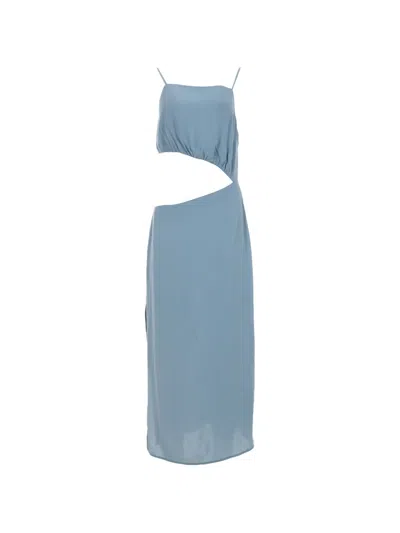 Pre-owned Reformation Square-neck Cut-out Midi Dress In Blue