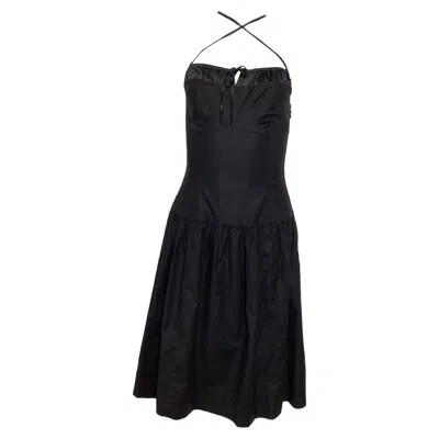 Reformation Square-neck Midi Dress In Black Cotton